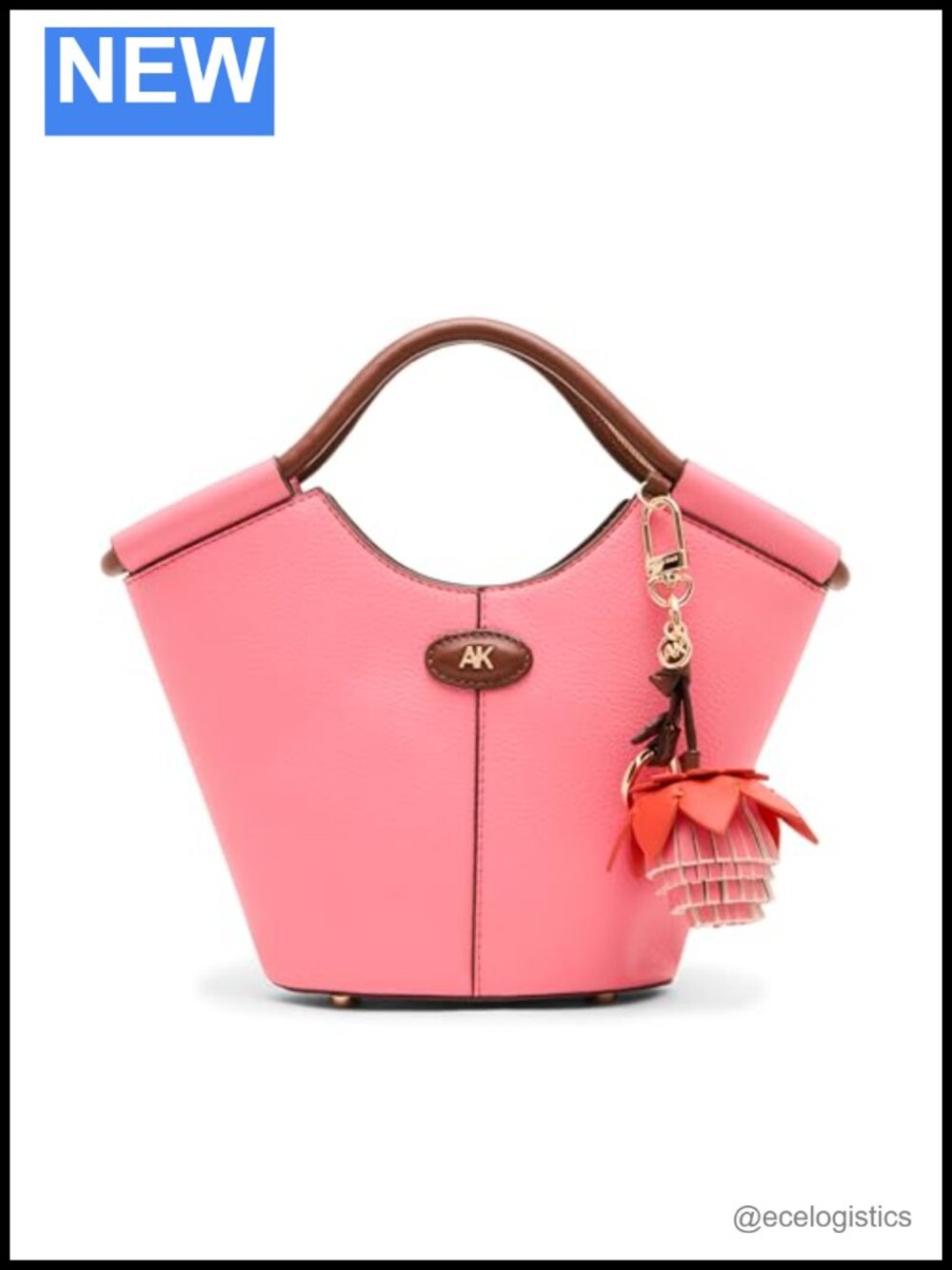 Small Tote with Bag Charm Convertible Strap PVC Material